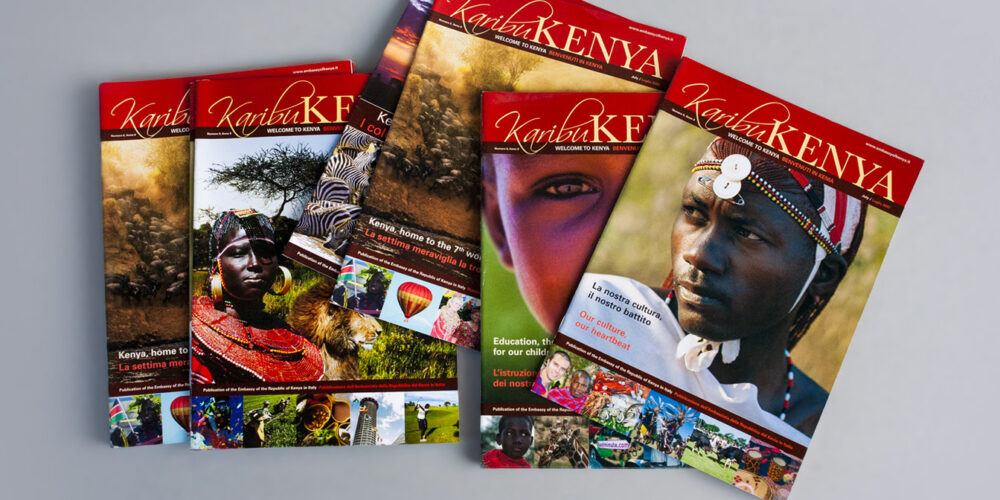 Copertine della rivista Karibu Kenya per Ambasciata del Kenya a Roma