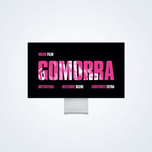 TV monitor con main menu di Gomorra in Blu-Ray e DVD