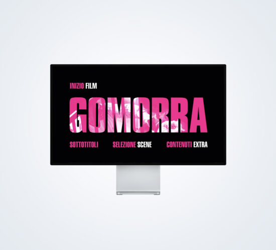 TV monitor con main menu di Gomorra in Blu-Ray e DVD